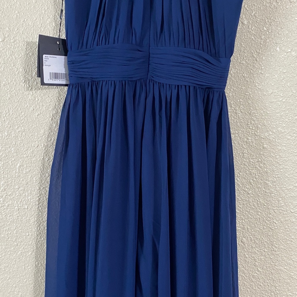 NWT Ieena for Mac Duggal Navy High Neck Chiffon Gown 55035 Size 6 - Picture 12 of 16